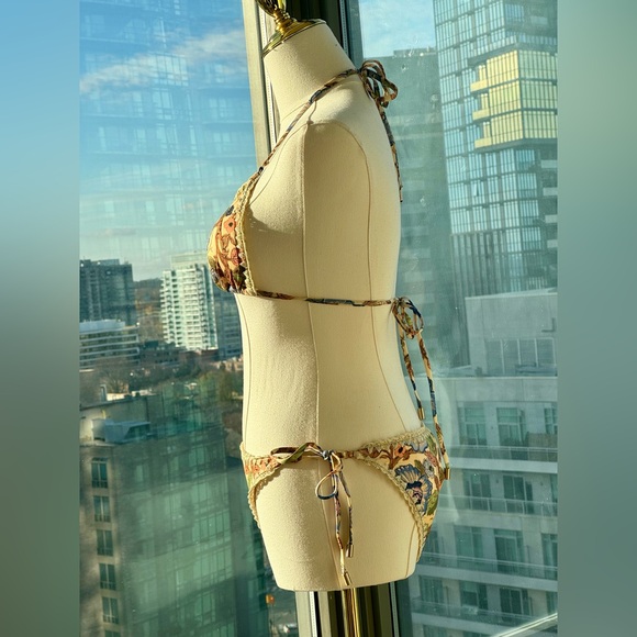 🆕 ZIMMERMANN 🧿 NWT Junie Crochet Edge Floral Print Bikini Sz 3 US 8 / 10 - Picture 6 of 13